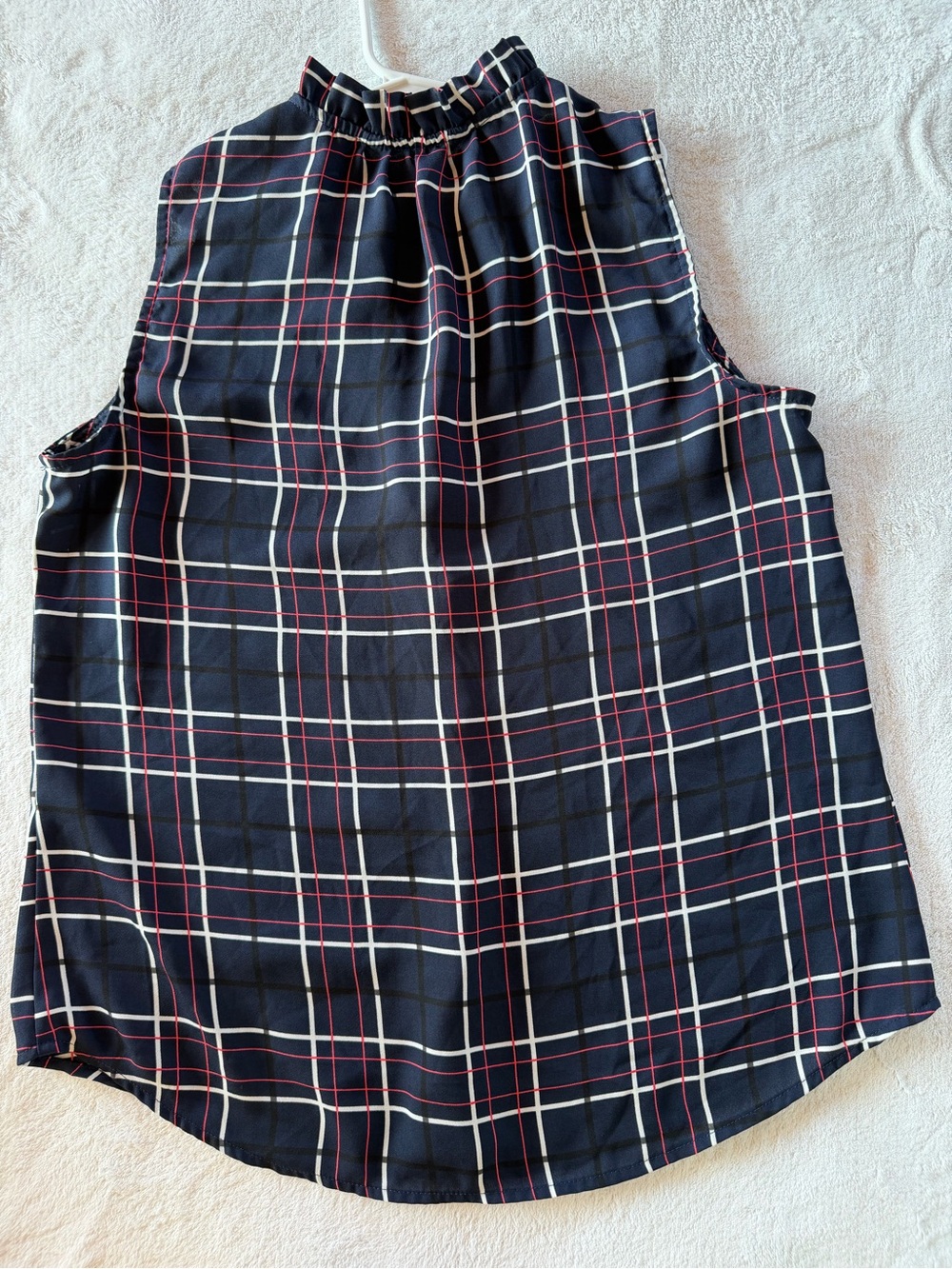 Banana Republic Navy Plaid Sleeveless Button-Front Top Size XS - Picture 4 of 8